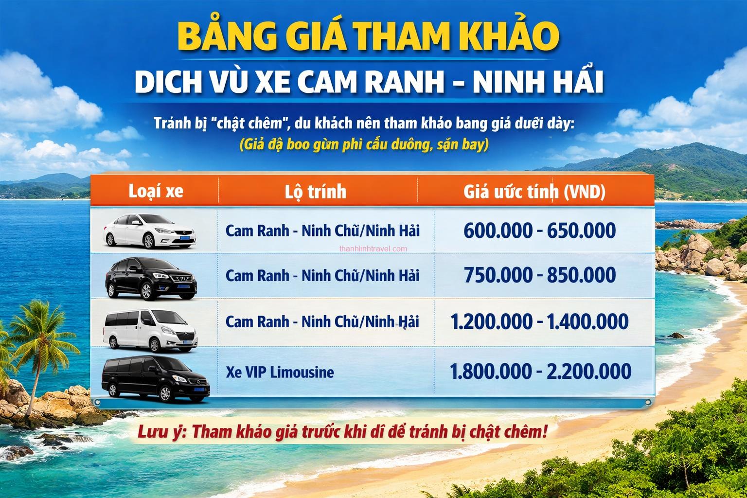 bảng giá xe sân bay Cam Ranh đi Ninh Hải bảng giá xe sân bay Cam Ranh đi Ninh Hải