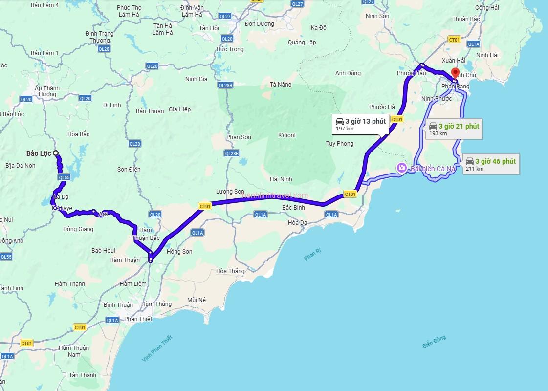 khoảng cách từ Phan Rang đến Bảo Lộc dài hơn 170km trên google maps khoảng cách từ Phan Rang đến Bảo Lộc dài hơn 170km trên google maps