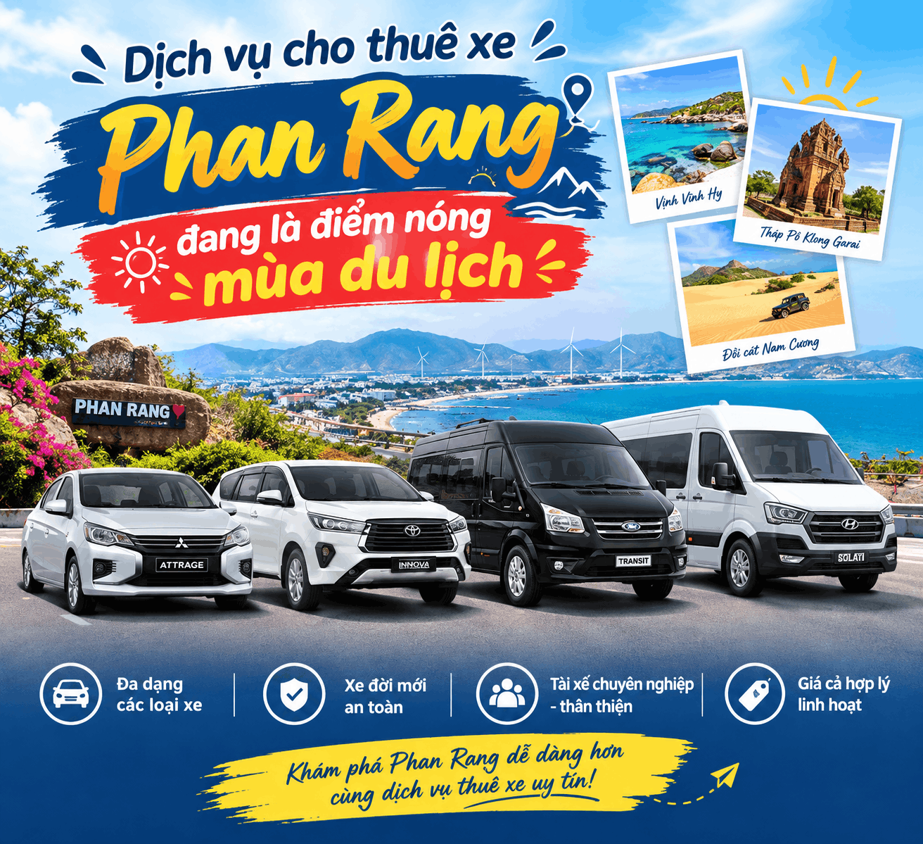 Dịch vụ cho thuê xe Phan Rang đang là điểm nóng mùa du lịch Dịch vụ cho thuê xe Phan Rang đang là điểm nóng mùa du lịch