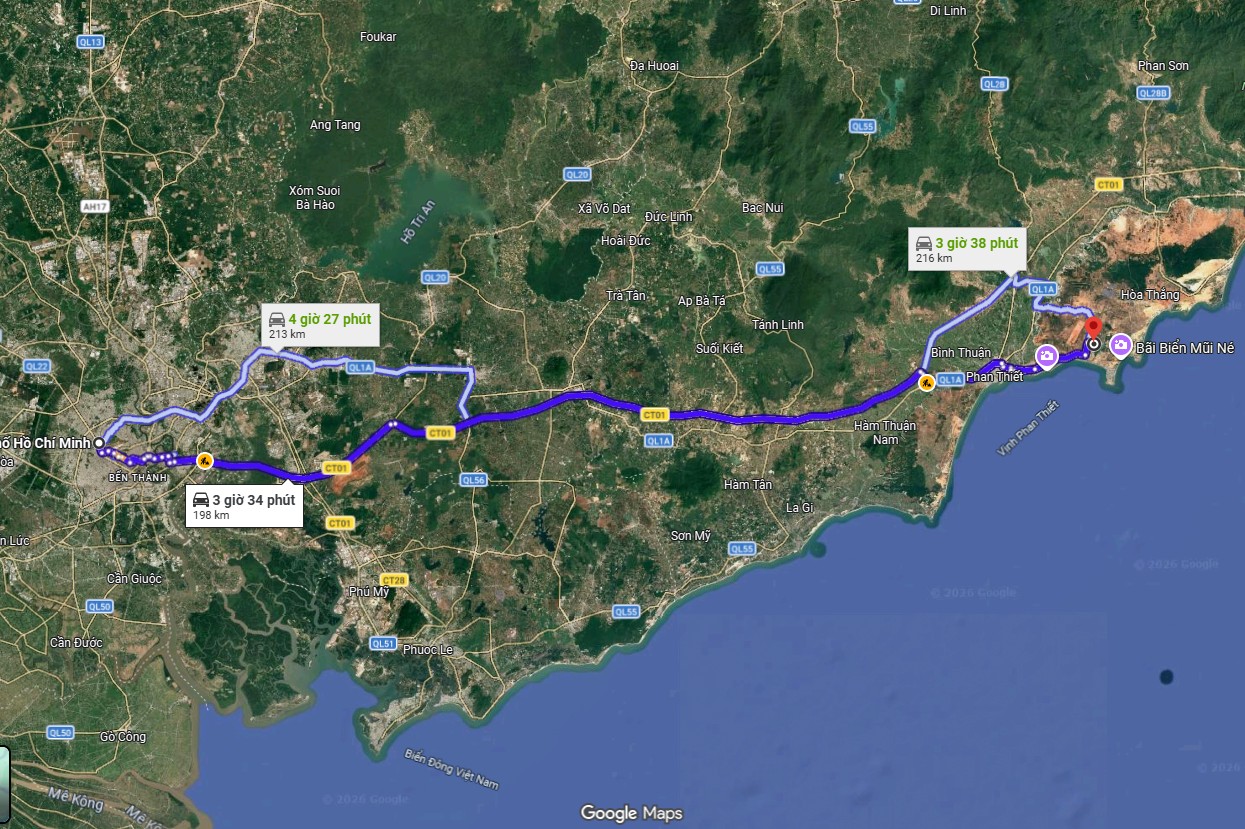 khoảng cách từ Mũi Né đến Sài Gòn dài hơn 190km khoảng cách từ Mũi Né đến Sài Gòn dài hơn 190km