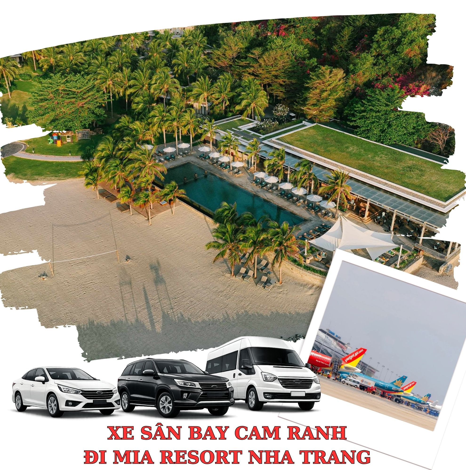 Xe đưa khách tận nơi tại sảnh lễ tân Mia Resort Nha Trang