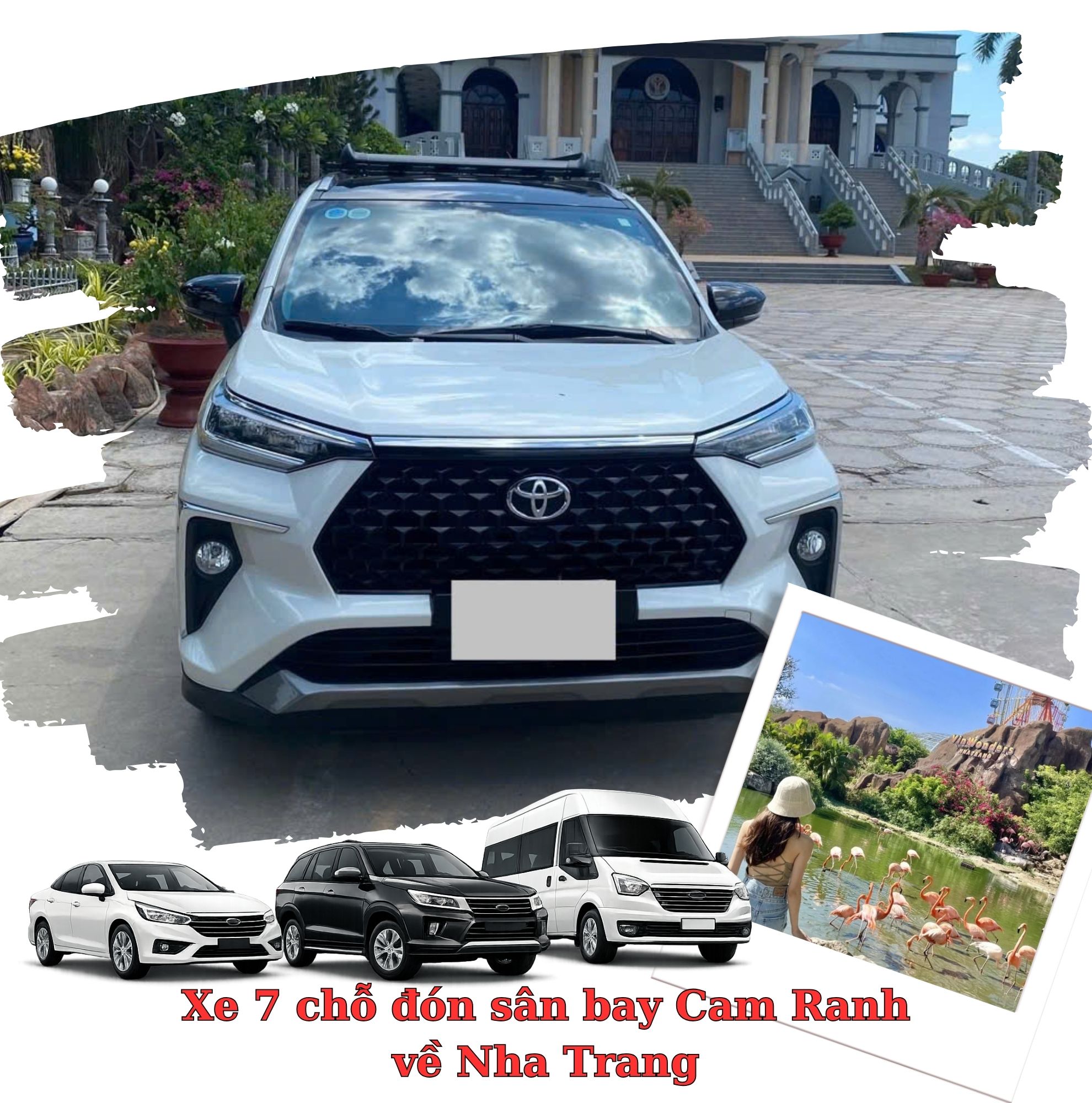 Xe 7 chỗ đưa đón tận nhà, trả tận cửa các khách sạn trên đường Trần Phú và các Resort Bãi Dài.